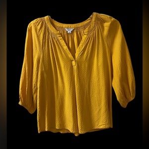 Crown & Ivy gold/yellow pleated blouse